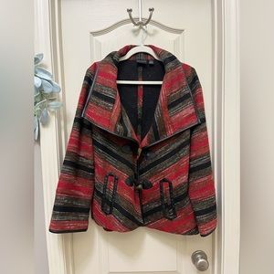 Tribal Thick Knit Wooden Button Outerwear Cardigan